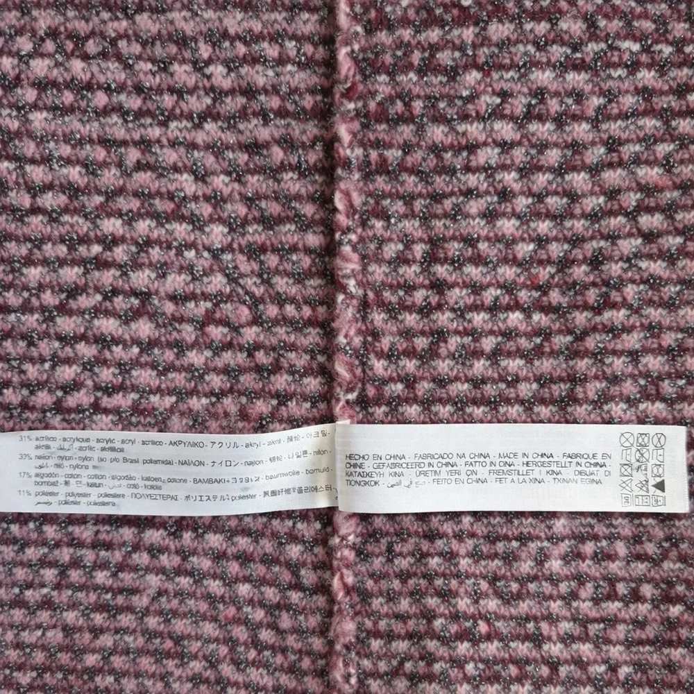 ZARA Pink Metallic Tweed Knit Shacket Jacket Check Frayed Trim Boxy S/M - Picture 8 of 9